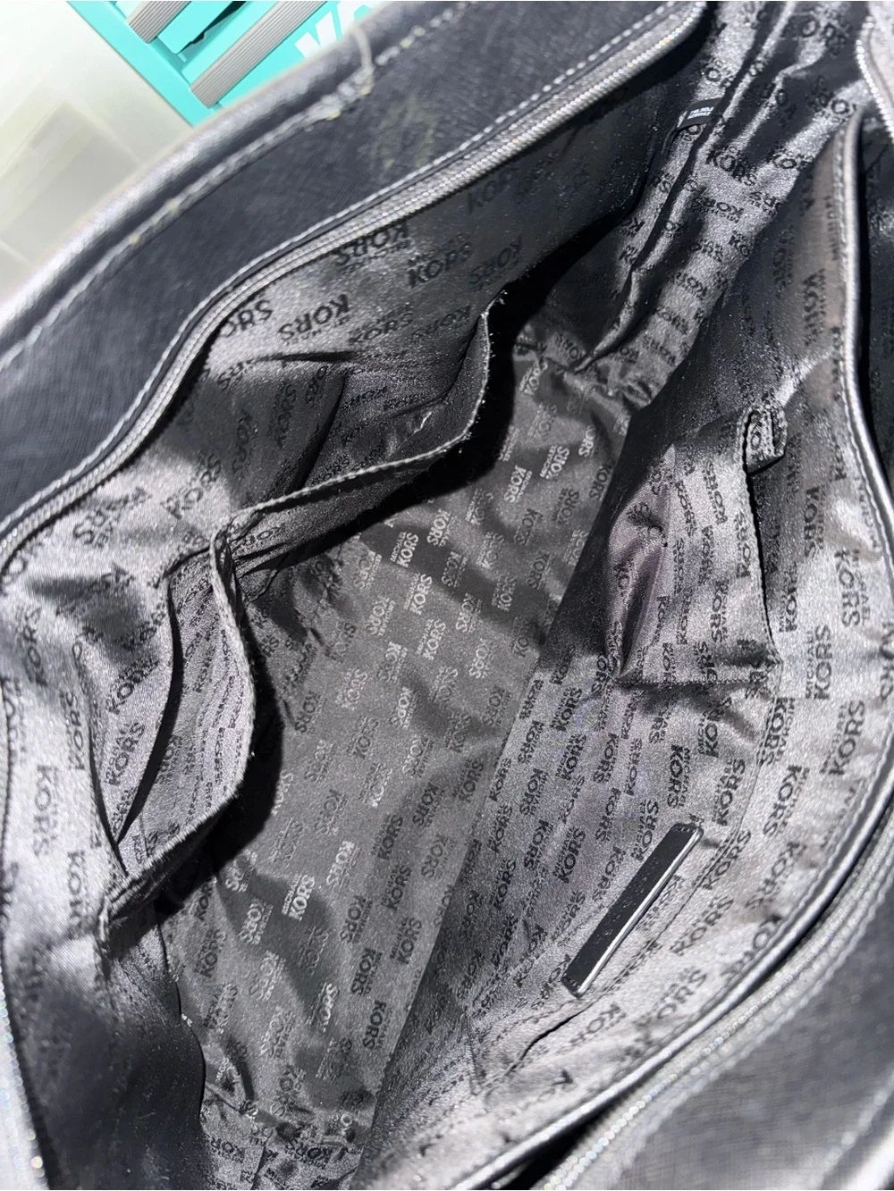 Michael Kors Black MK Logo Tote with Silver Charm